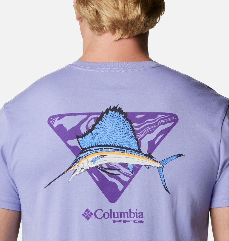 Men's Columbia PFG James Graphic T Shirts Lavender | CA-D0L58