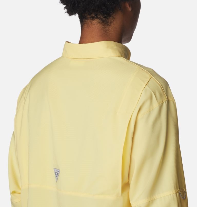 Men's Columbia PFG Jekyll Island Long Sleeve Shirts Yellow | CA-A6C13
