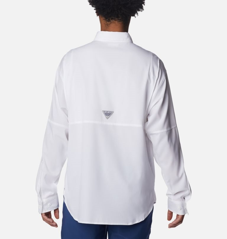 Men's Columbia PFG Jekyll Island Long Sleeve Shirts White | CA-E4380