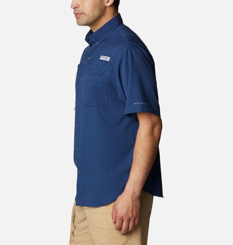 Men's Columbia PFG Jekyll Island Short Sleeve Shirts Navy | CA-G3A08