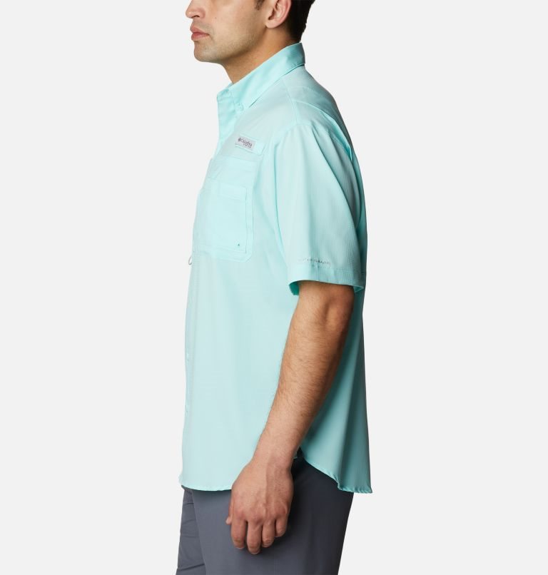Men's Columbia PFG Jekyll Island Short Sleeve Shirts Turquoise | CA-LC450