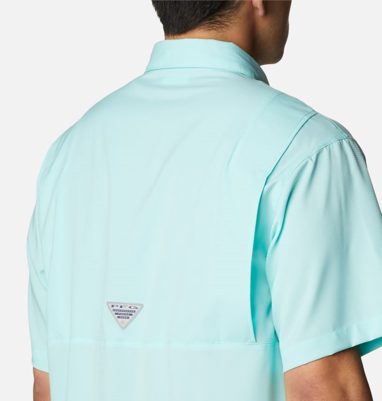 Men's Columbia PFG Jekyll Island Short Sleeve Shirts Turquoise | CA-LC450