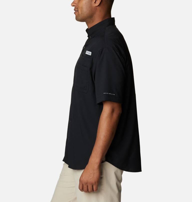 Men's Columbia PFG Jekyll Island Short Sleeve Shirts Black | CA-OL08A