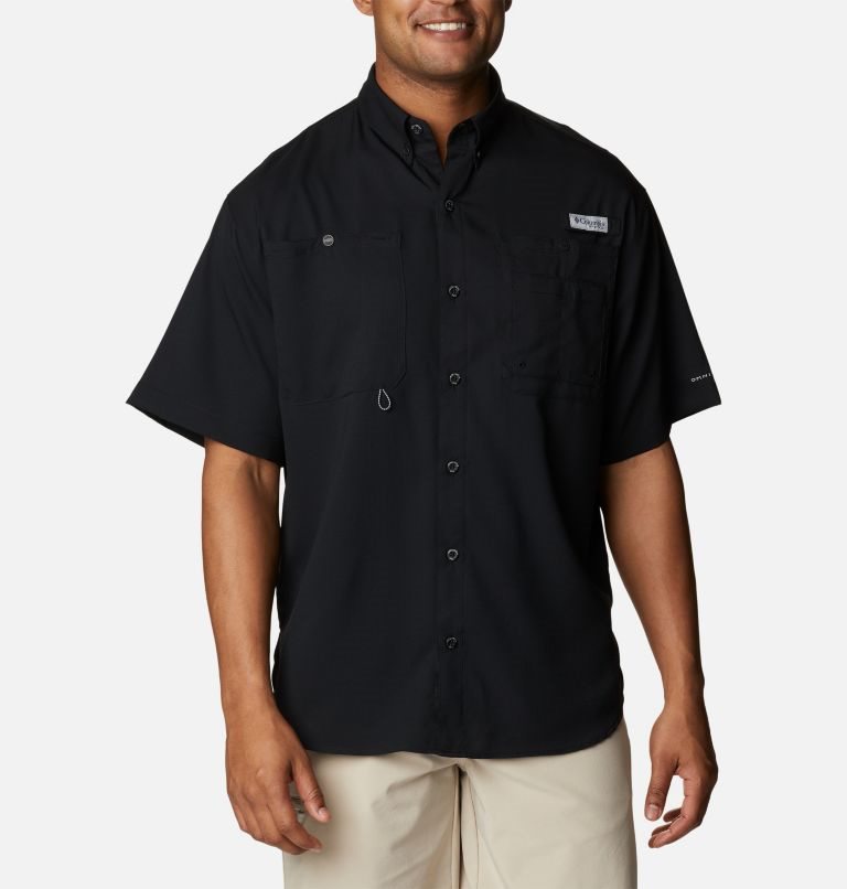Men\'s Columbia PFG Jekyll Island Short Sleeve Shirts Black | CA-OL08A