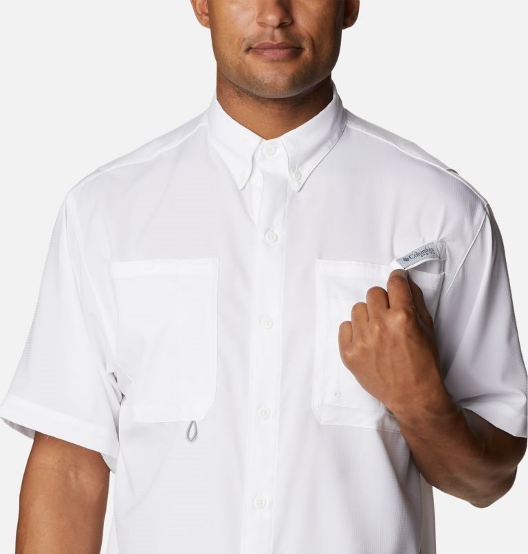 Men's Columbia PFG Jekyll Island Short Sleeve Shirts White | CA-XL31C
