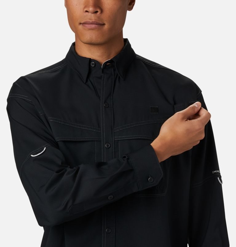 Men's Columbia PFG Low Drag Offshore Long Sleeve Shirts Black | CA-IAL6C