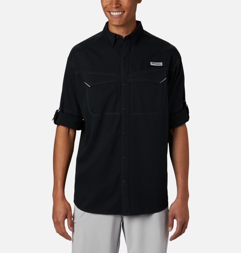Men's Columbia PFG Low Drag Offshore Long Sleeve Shirts Black | CA-IAL6C