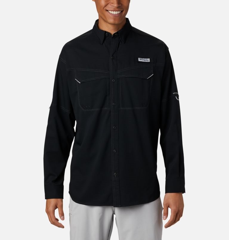 Men\'s Columbia PFG Low Drag Offshore Long Sleeve Shirts Black | CA-IAL6C