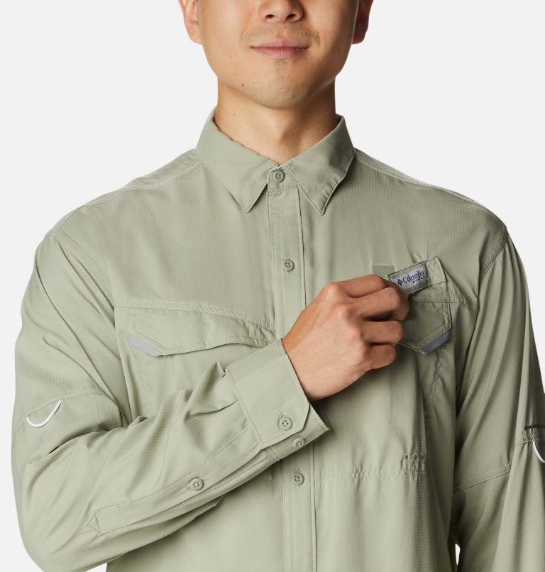 Men's Columbia PFG Low Drag Offshore Long Sleeve Shirts Olive | CA-MA16C