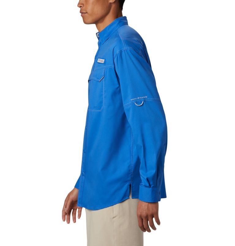 Men's Columbia PFG Low Drag Offshore Long Sleeve Shirts Blue | CA-V3A40