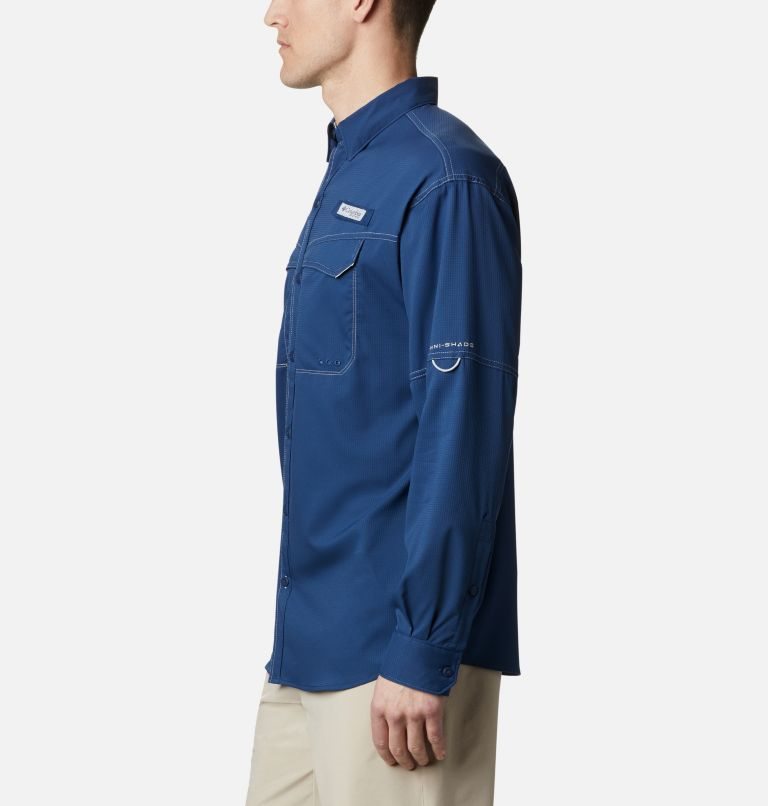 Men's Columbia PFG Low Drag Offshore Long Sleeve Shirts Navy | CA-Z8C43