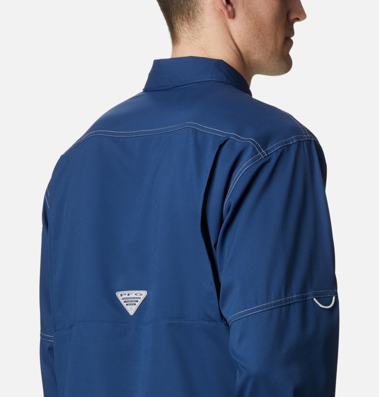 Men's Columbia PFG Low Drag Offshore Long Sleeve Shirts Navy | CA-Z8C43