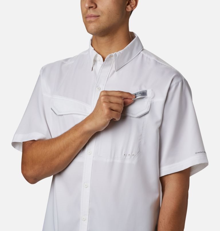 Men's Columbia PFG Low Drag Offshore Short Sleeve Shirts White | CA-D18L3