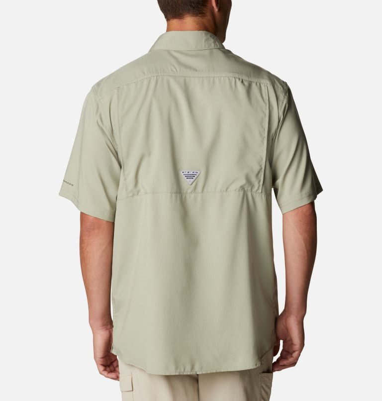 Men's Columbia PFG Low Drag Offshore Short Sleeve Shirts Olive | CA-EA381