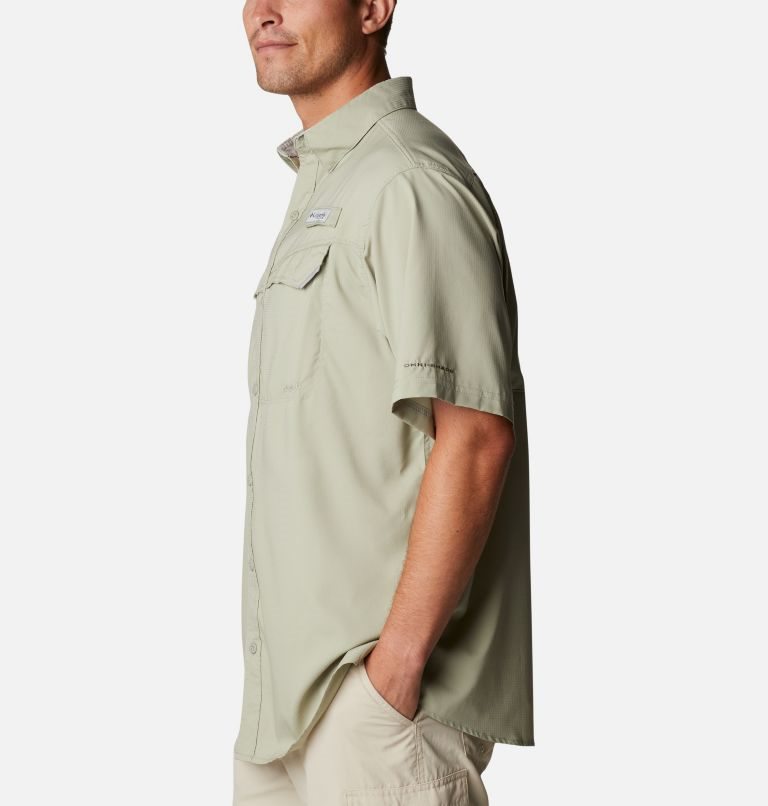 Men's Columbia PFG Low Drag Offshore Short Sleeve Shirts Olive | CA-EA381
