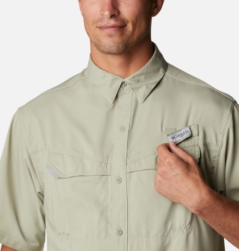 Men's Columbia PFG Low Drag Offshore Short Sleeve Shirts Olive | CA-EA381