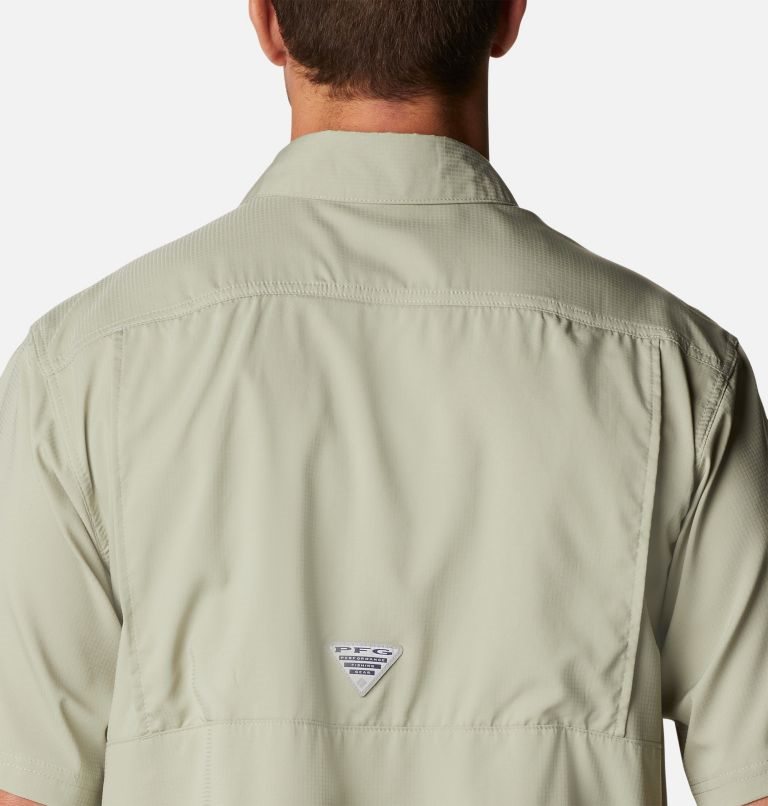 Men's Columbia PFG Low Drag Offshore Short Sleeve Shirts Olive | CA-EA381
