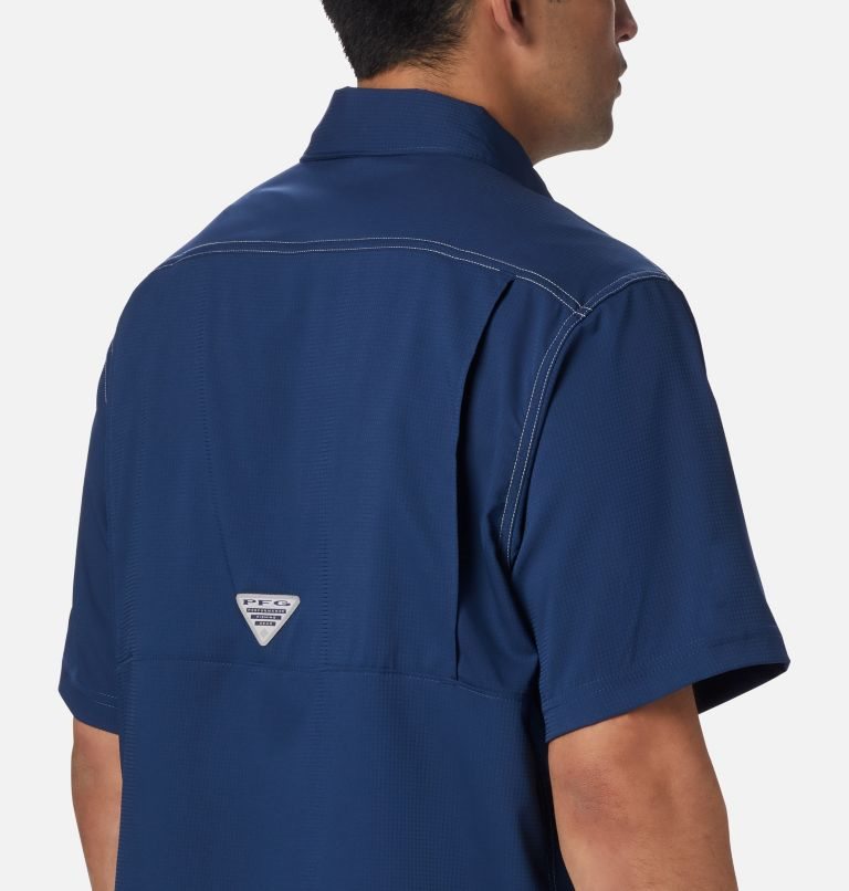 Men's Columbia PFG Low Drag Offshore Short Sleeve Shirts Navy | CA-L4C30