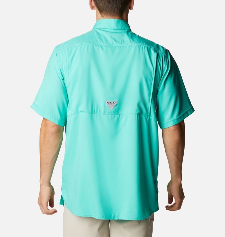 Men's Columbia PFG Low Drag Offshore Short Sleeve Shirts Turquoise | CA-U061A
