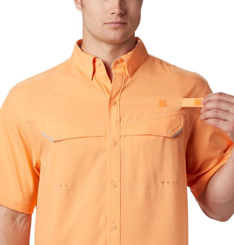 Men's Columbia PFG Low Drag Offshore Short Sleeve Shirts Orange | CA-V0L14