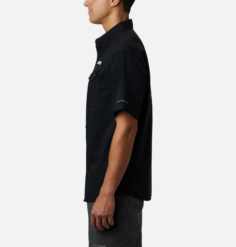 Men's Columbia PFG Low Drag Offshore Short Sleeve Shirts Black | CA-XC634