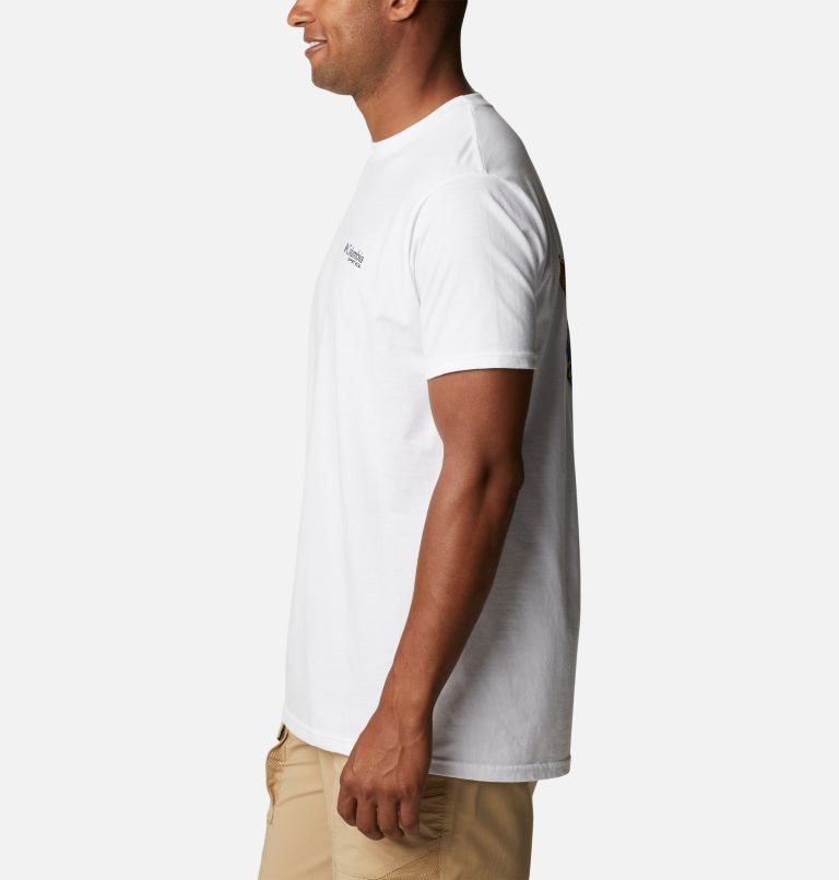Men's Columbia PFG Mabel Graphic T Shirts White | CA-J30CA