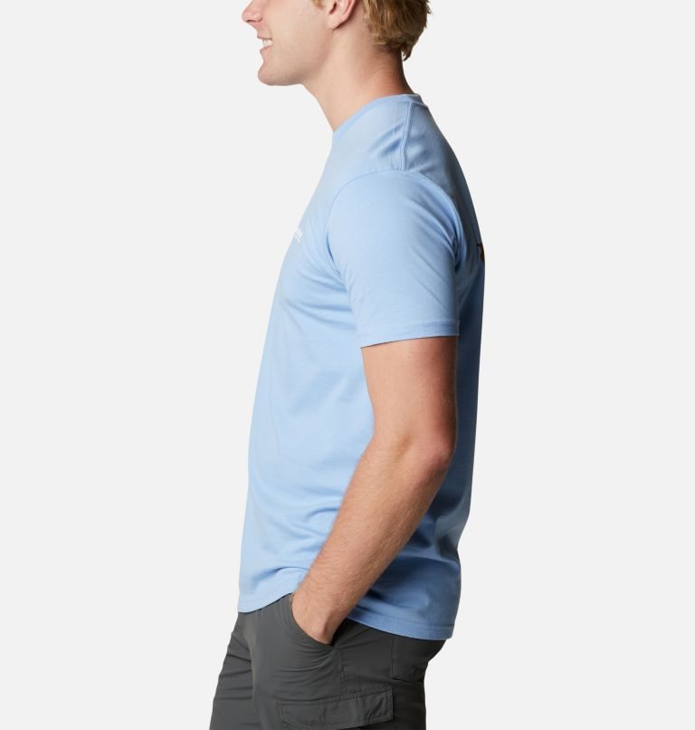 Men's Columbia PFG Mabel Graphic T Shirts Light Blue | CA-Z8A01