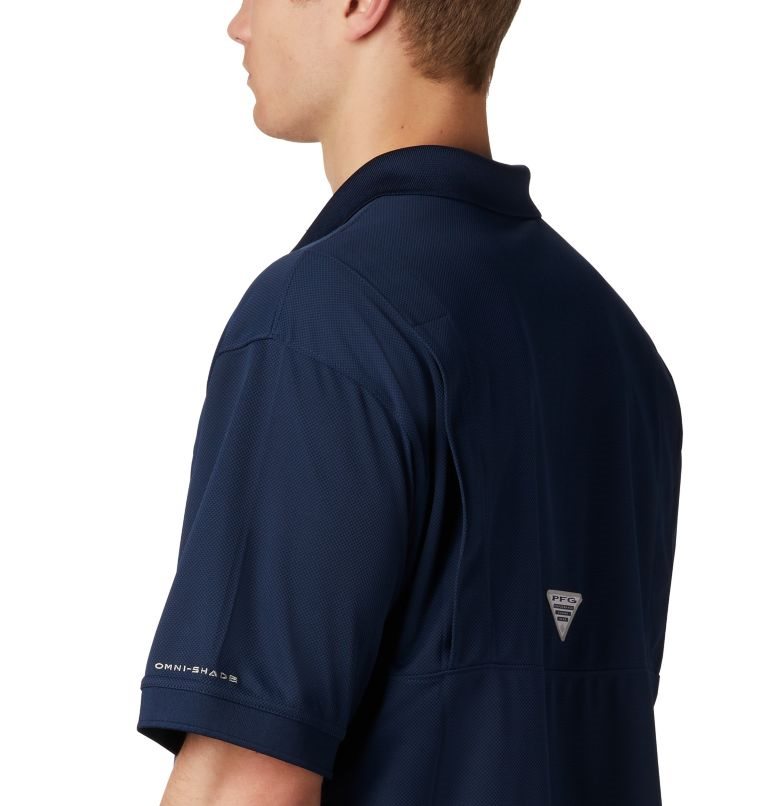 Men's Columbia PFG Perfect Cast Polo Shirts Navy | CA-C3851