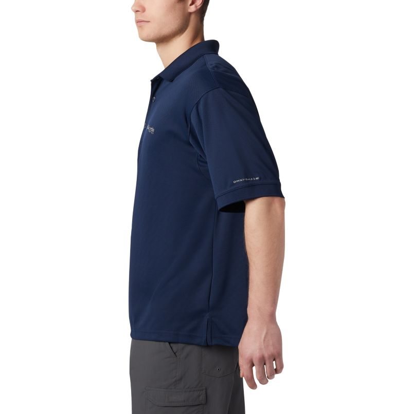 Men's Columbia PFG Perfect Cast Polo Shirts Navy | CA-C3851