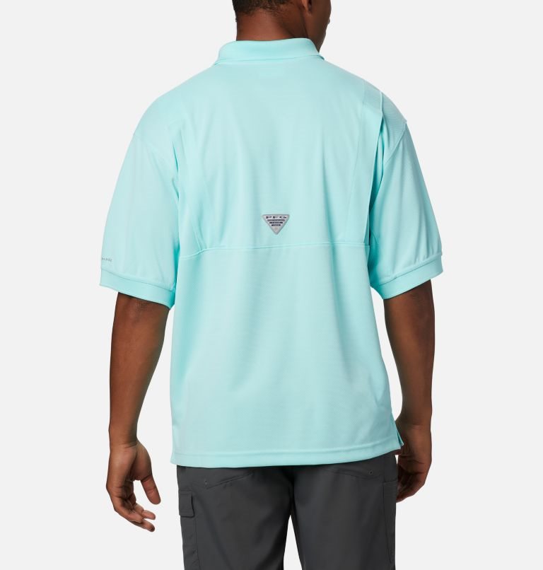 Men's Columbia PFG Perfect Cast Polo Shirts Turquoise | CA-F6CA1