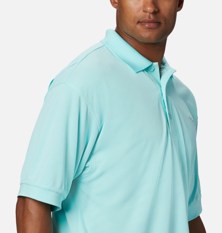 Men's Columbia PFG Perfect Cast Polo Shirts Turquoise | CA-F6CA1