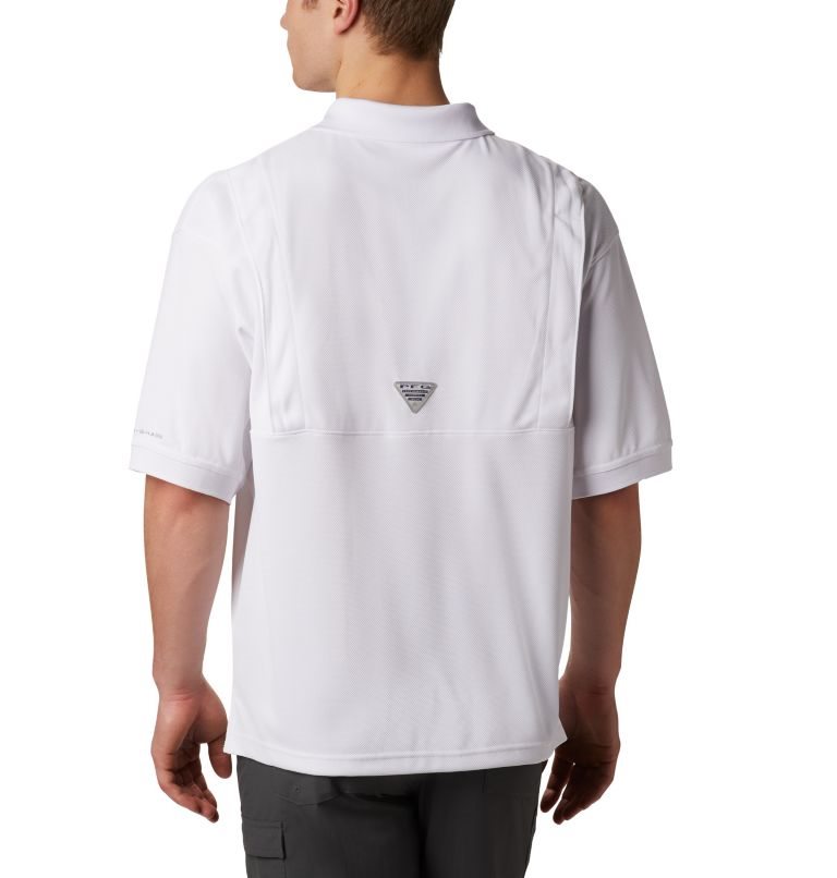 Men's Columbia PFG Perfect Cast Polo Shirts White | CA-H8ALC