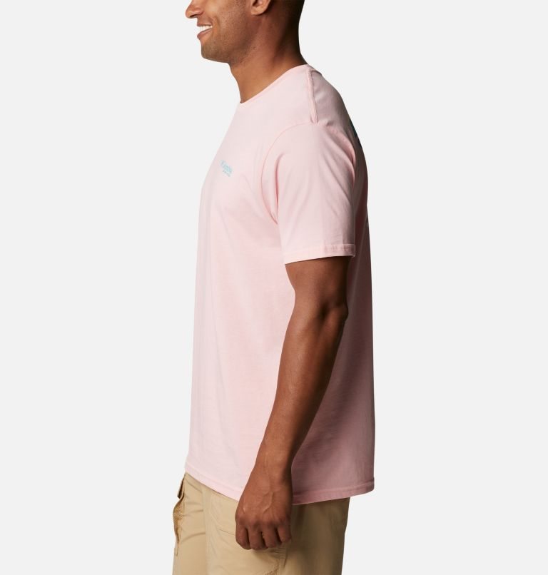 Men's Columbia PFG Reel Graphic T Shirts Pink | CA-C536A