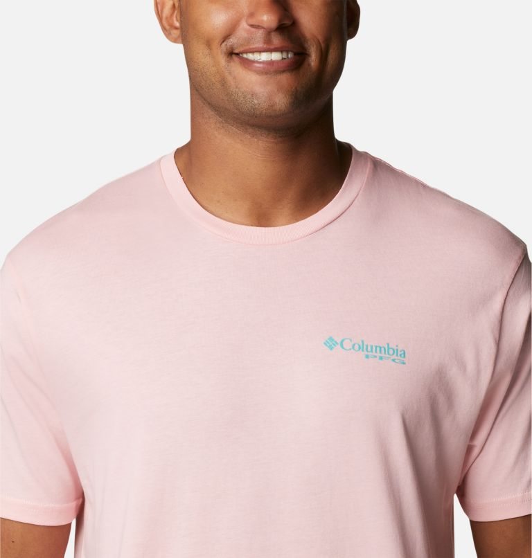 Men's Columbia PFG Reel Graphic T Shirts Pink | CA-C536A
