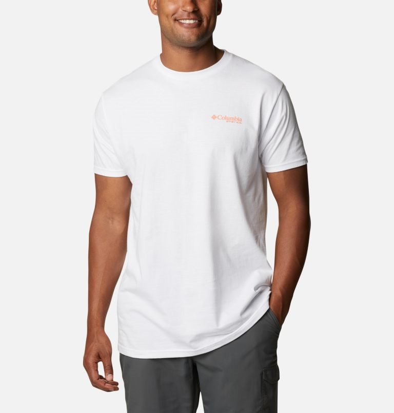 Men's Columbia PFG Reel Graphic T Shirts White | CA-V38CA