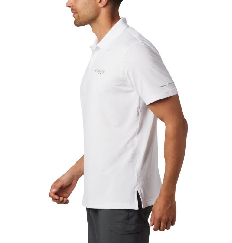 Men's Columbia PFG Skiff Cast Polo Shirts White | CA-H0LA3
