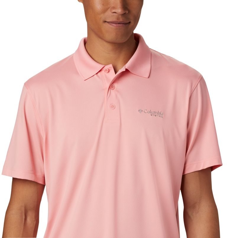Men's Columbia PFG Skiff Cast Polo Shirts Pink | CA-K5A61