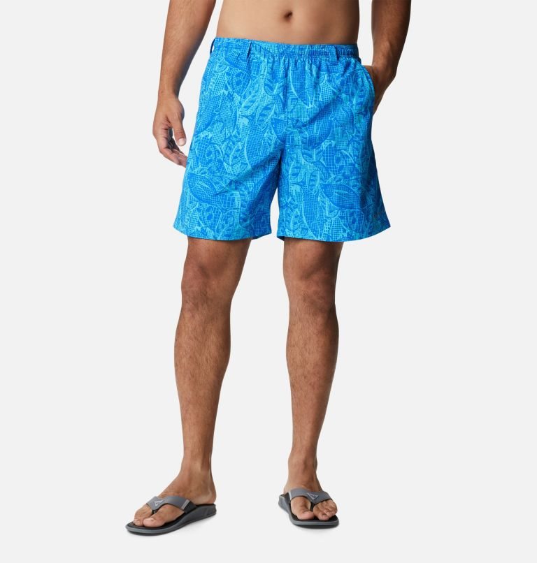 Men\'s Columbia PFG Super Backcast Water Shorts Blue | CA-I4C81