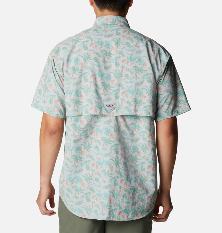 Men's Columbia PFG Super Bahama Short Sleeve Shirts White / Green | CA-GL136