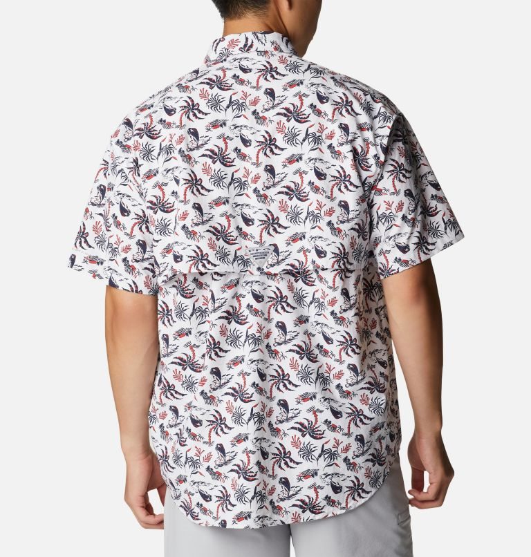 Men's Columbia PFG Super Bahama Short Sleeve Shirts Flower | CA-ULC56