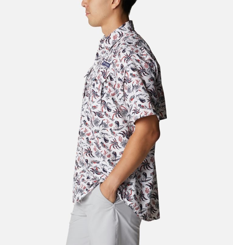 Men's Columbia PFG Super Bahama Short Sleeve Shirts Flower | CA-ULC56