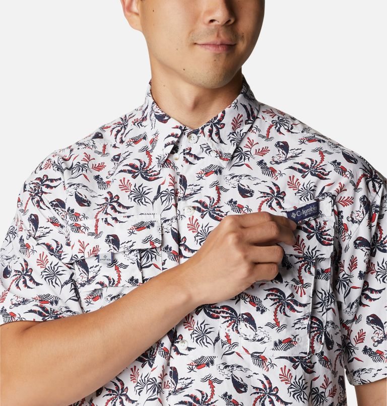 Men's Columbia PFG Super Bahama Short Sleeve Shirts Flower | CA-ULC56