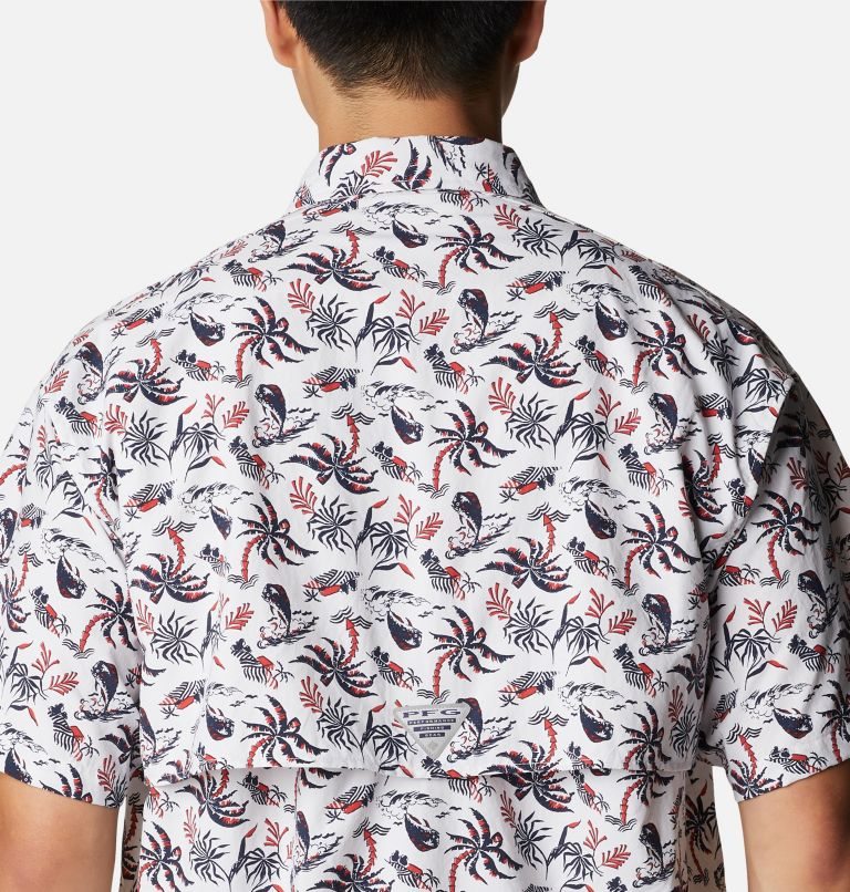 Men's Columbia PFG Super Bahama Short Sleeve Shirts Flower | CA-ULC56