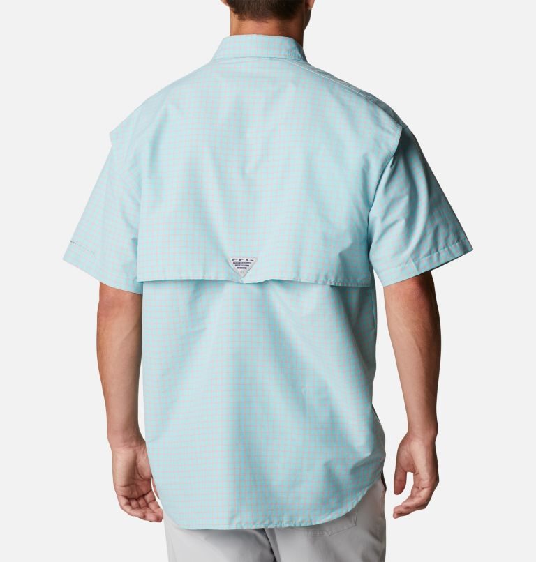 Men's Columbia PFG Super Bahama Short Sleeve Shirts Turquoise | CA-V0CL1