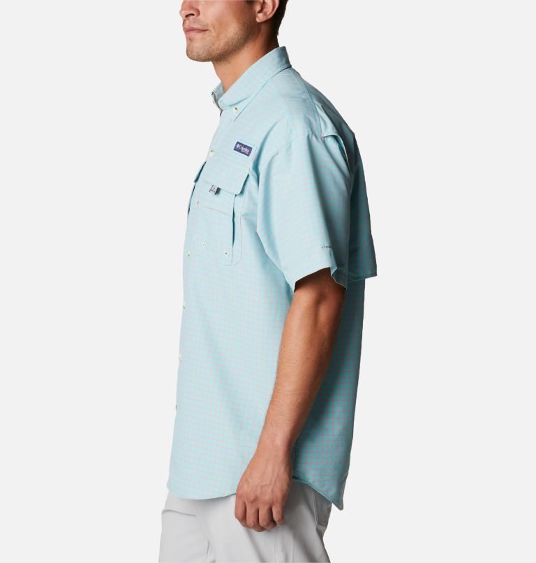 Men's Columbia PFG Super Bahama Short Sleeve Shirts Turquoise | CA-V0CL1