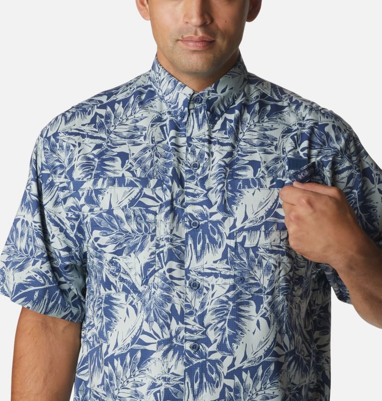 Men's Columbia PFG Super Tamiami Short Sleeve Shirts Blue | CA-H8036