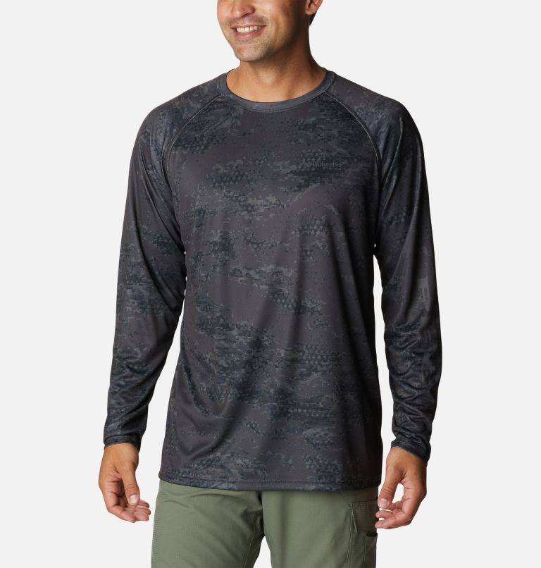 Men\'s Columbia PFG Super Terminal Tackle Long Sleeve Sweatshirts Camo | CA-GL30C