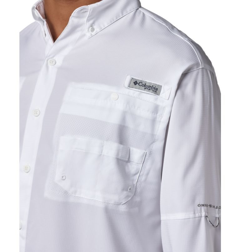Men's Columbia PFG Tamiami II Long Sleeve Shirts White | CA-X8CA3