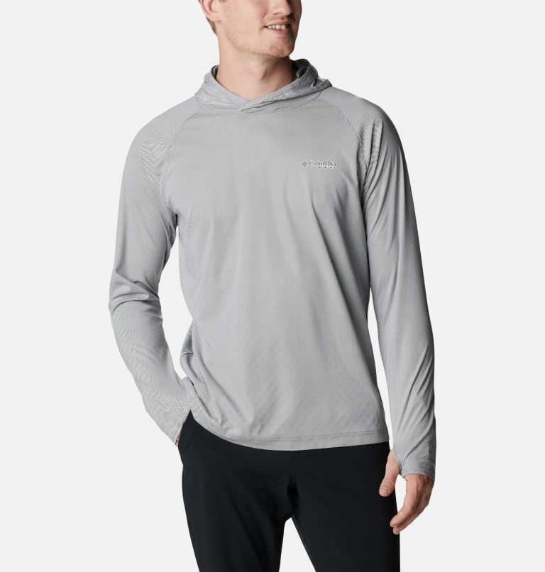 Men\'s Columbia PFG Terminal Deflector Ice Hoodie Light Grey | CA-Z561C
