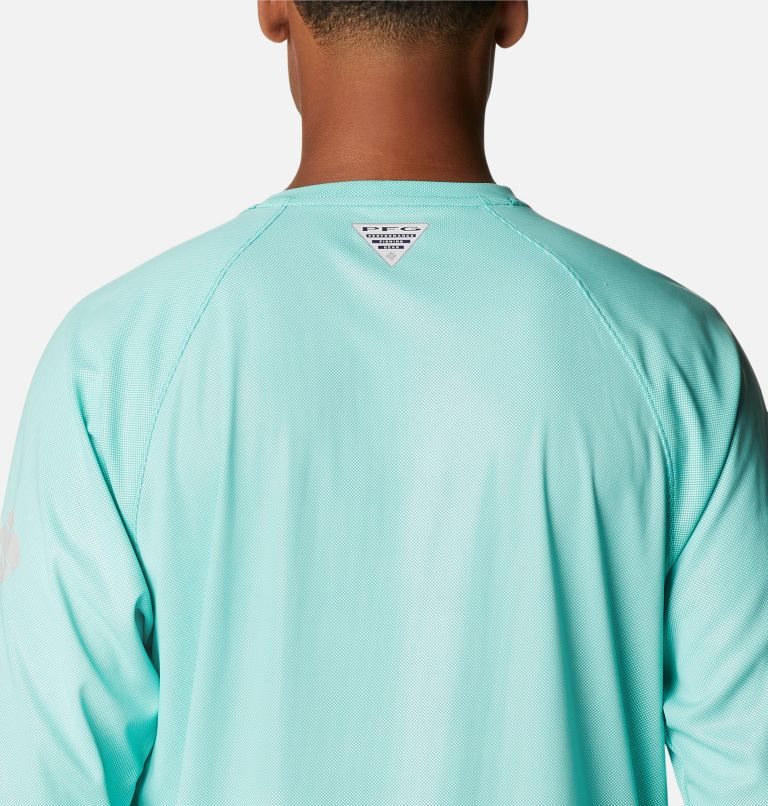 Men's Columbia PFG Terminal Deflector Long Sleeve Sweatshirts Turquoise | CA-O8C61